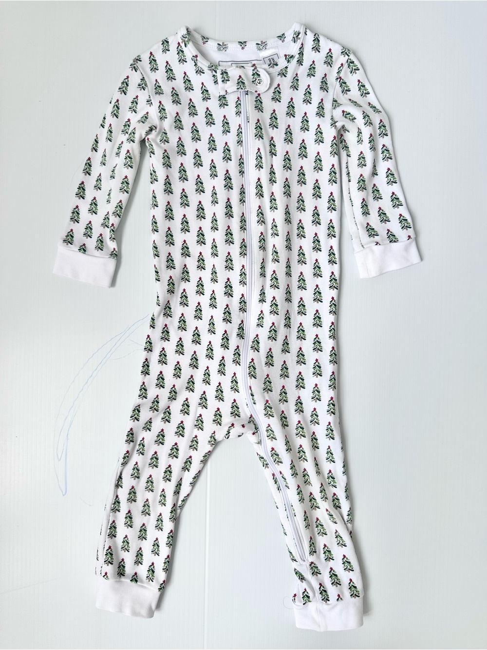 Lila And Hayes Holiday Tree Print Kids One-Piece Zipper Pajamas Size 12-18 Month